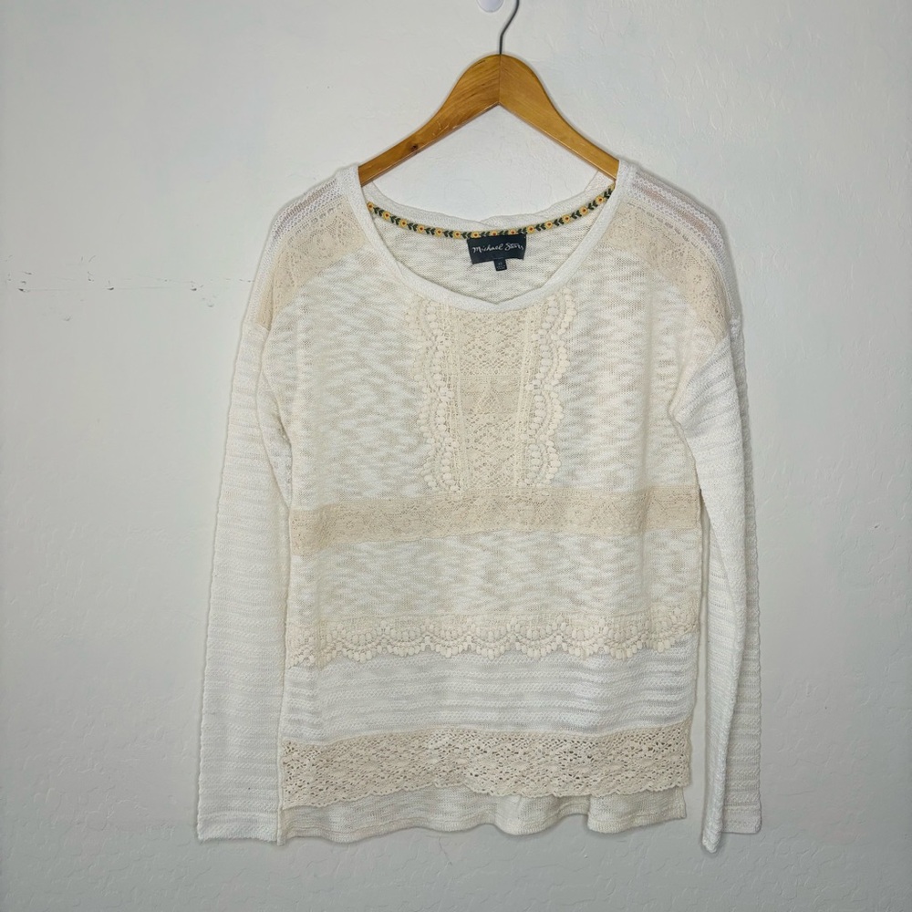 Michael Stars White Cream‎ Lace Long Sleeve Top Size XS Women’s